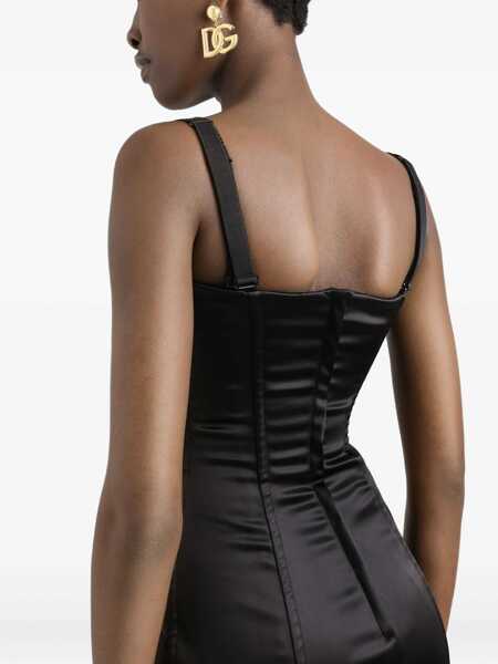 Rochii casual Dolce & Gabbana Satin Bustier Longuette Dress BLACK Femei (BM 18607264) 5
