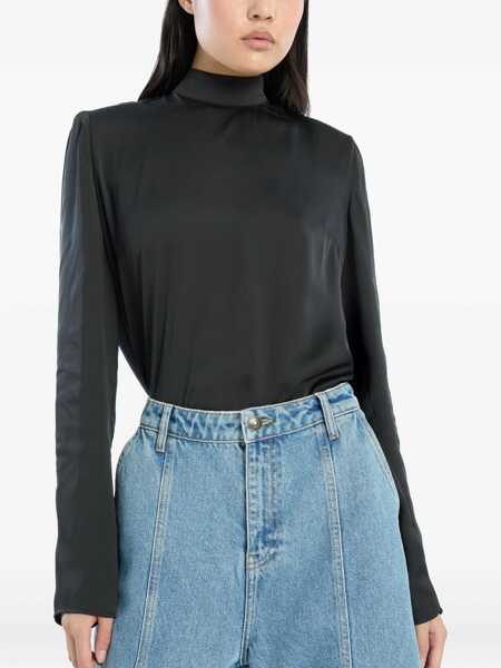 Topuri ROTATE Birger Christensen Rotate Birger Christensen Satin Drapy Back Top Black Femei (BM 18608493) 4