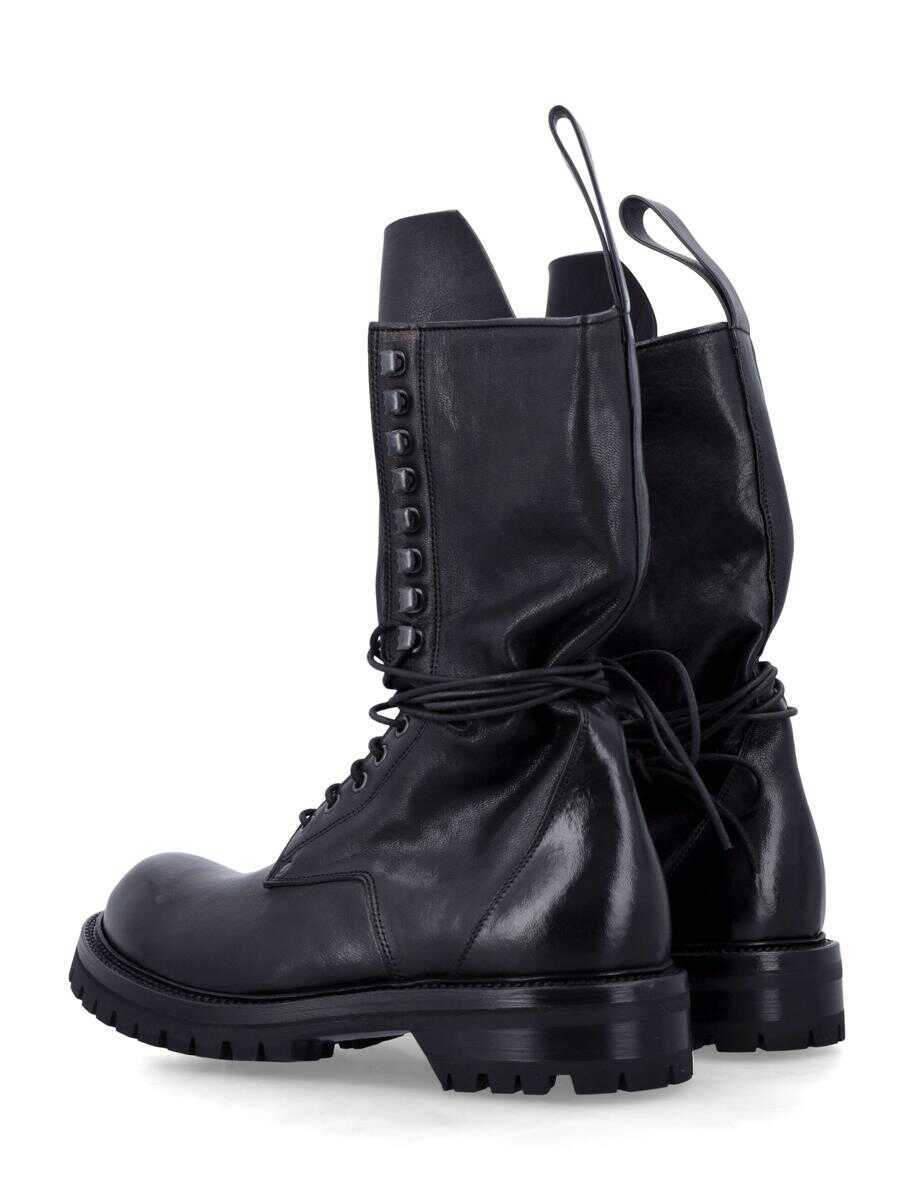 Bocanci Rick Owens Rick Owens Army Laced Boot Black Barbati (BM 18609186) 4