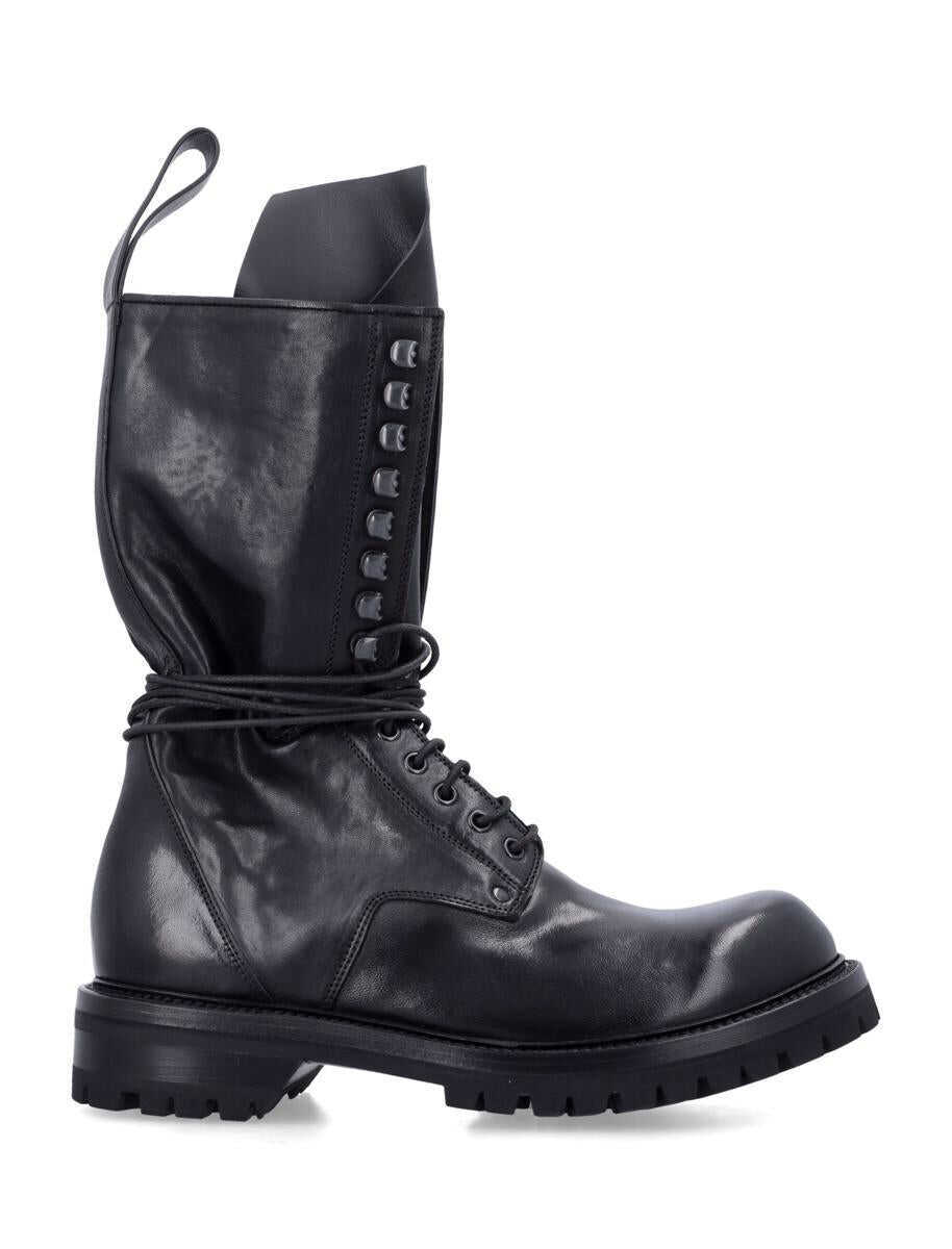 Bocanci Rick Owens Rick Owens Army Laced Boot Black Barbati (BM 18609186) 1