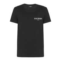 Tricouri Black Crewneck T-Shirt With Logo Print In Cotton Man Barbati