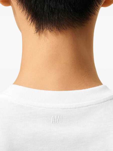 Tricouri AMI Paris Logo T-Shirt BLANC Barbati (BM 18621250) 5