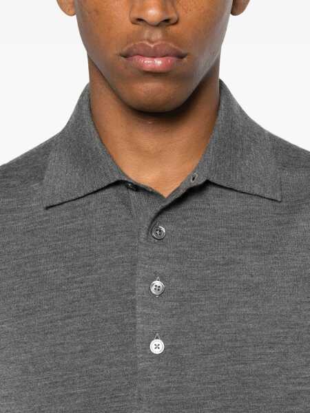 Tricouri Polo Tom Ford Fine Merino Virgin Wool Polo Shirt GREY Barbati (BM 18621541) 4