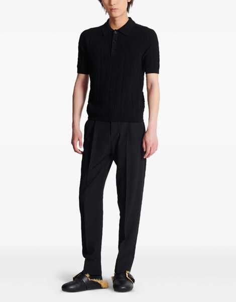 Tricouri Polo Balmain Knitted Polo. BLACK Barbati (BM 18621565) 2
