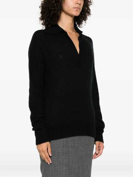 Tricouri Polo Tom Ford Cashmere And Silk Long Sleeve Polo Shirt BLACK Femei (BM 18621673) 3