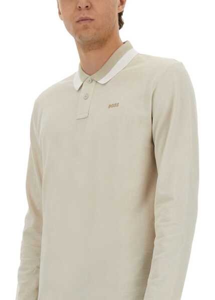 Tricouri Polo Hugo Boss Polo Shirt Peoxfordlong BEIGE Barbati (BM 18621739) 4