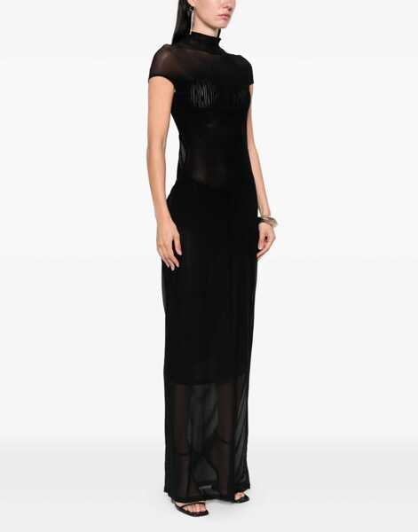 Rochii casual Jean Paul Gaultier Mesh Dress With Flocked Logo BLACK Femei (BM 18621835) 3