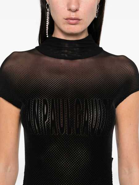 Rochii casual Jean Paul Gaultier Mesh Dress With Flocked Logo BLACK Femei (BM 18621835) 5