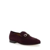 Mocasini Bordeaux Loafers With Gancini Plaque On The Front And Low Heel In Suede Woman Femei