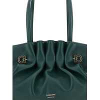 Genti de umar Salvatore Ferragamo Dama - Genti de umar Salvatore Ferragamo Green Shoulder Bag With Embossed Logo Lettering On The Front And Gancini In Leather Woman GREEN Femei (BM 18624057) - B-mall.ro