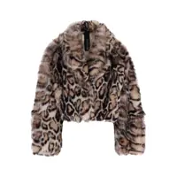 Geci Multicolor Shearling Jacket With Concealed Front Closure And Animalier Print In Fur Woman Femei