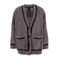 Cardigane Grey V-Neck Cardigan With Front Pockets In Fur Woman Femei