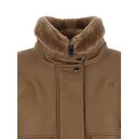 Imbracaminte BLANCHA Dama - Bomber jacket BLANCHA Brown Bomber Jacket With Fur Collar And Patch Pockets In Leather Woman BROWN Femei (BM 18624174) - B-mall.ro