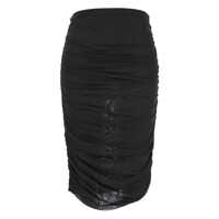 Fuste Black Skirt With All-Over Draped In Tulle Woman Femei
