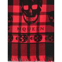 Accesorii Alexander McQueen pentru Barbati - Esarfe Alexander McQueen Alexander McQueen Tartan Skull Foulard RED Barbati (BM 18625386) - B-mall.ro