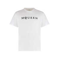 Tricouri Alexander McQueen Cotton T-Shirt With Logo Print Barbati