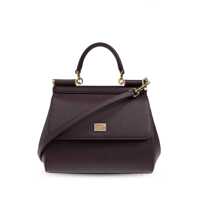 Genti de mana Violet Handbag With Adjustable And Removable Shoulder Strap And Logo Plaque On The Front In Grained Leather Woman Femei