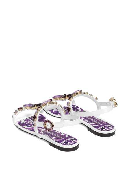 Pantofi cu toc Dolce & Gabbana Dolce & Gabbana White And Violet Leather Sandals MAIOLICA VIOLA Femei (BM 18628566) 3