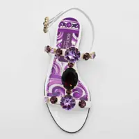 Pantofi Dolce & Gabbana Dama - Pantofi cu toc Dolce & Gabbana Dolce & Gabbana White And Violet Leather Sandals MAIOLICA VIOLA Femei (BM 18628566) - B-mall.ro
