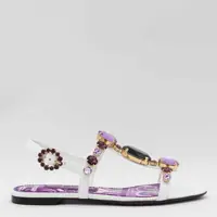 Pantofi cu toc Dolce & Gabbana White And Violet Leather Sandals Femei