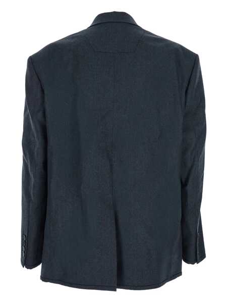 Sacouri JUUN.J Grey Double-Breasted Jacket With Peaked Revers And Patch Pockets On Front In Wool Man GREY Barbati (BM 18630111) 2