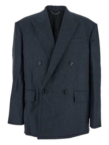 Sacouri JUUN.J Grey Double-Breasted Jacket With Peaked Revers And Patch Pockets On Front In Wool Man GREY Barbati (BM 18630111) 1