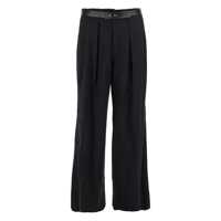 Pantaloni Black Trousers With Built-In Belt And Pleated Design In Wool Blend Man Barbati