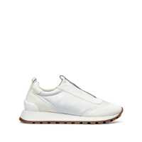 Sneakers White Sneakers With Monile Insert In Suede And Fabric Woman Femei