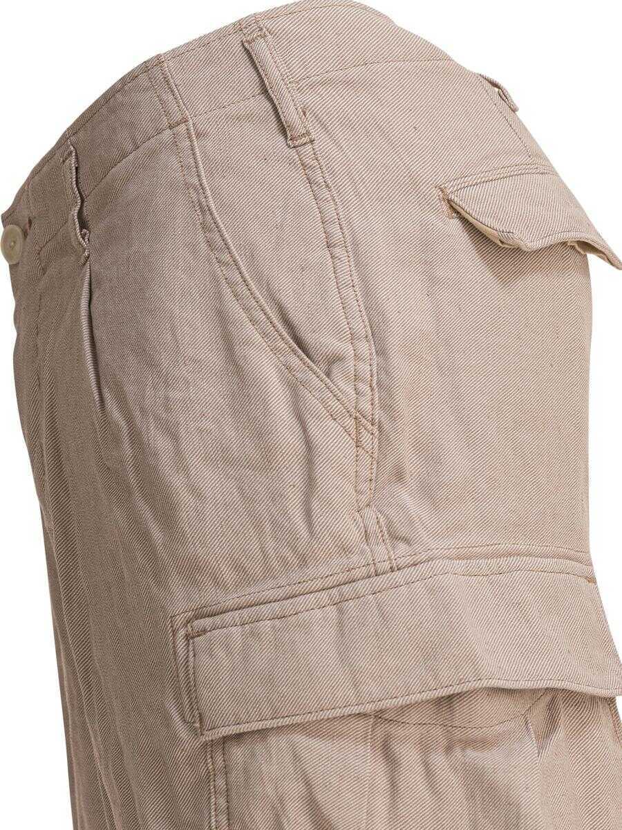 Pantaloni NONNATIVE Nonnative Linen Cargo Shorts Beige Barbati (BM 18631446) 4