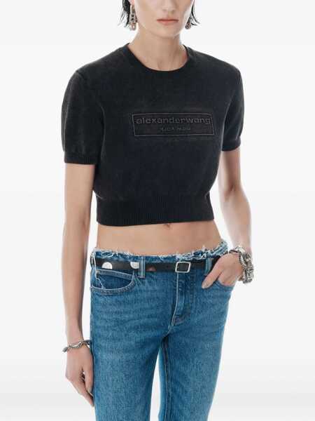 Tricouri Alexander Wang Cropped t-shirt with logo Black Femei (BM 18633525) 5