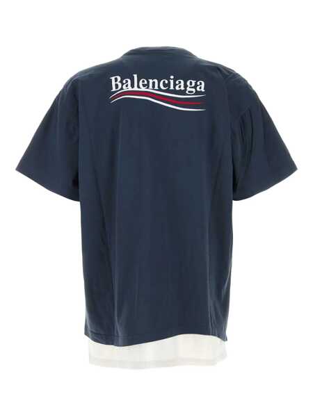 Tricouri Balenciaga Double Political Campaign T-shirt Blue Barbati (BM 18633813) 2