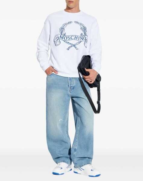 Bluze de trening Moschino Sweatshirt With Laurel Crown Logo Embroidery WHITE Barbati (BM 18634129) 2