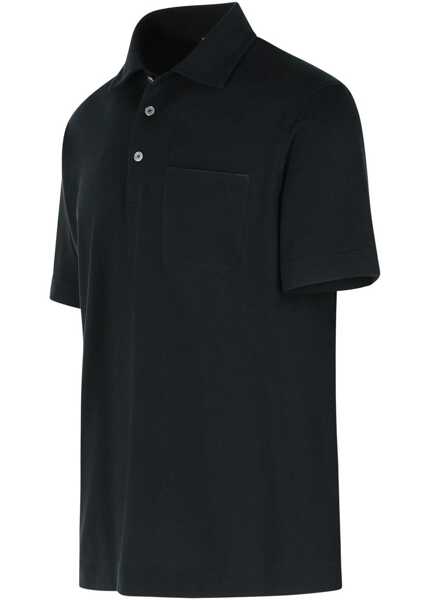 Tricouri Polo ZEGNA Cotton Polo Shirt With Pocket BLACK Barbati (BM 18634168) 3