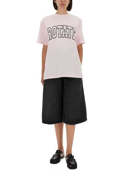 Tricouri ROTATE Birger Christensen Jersey T-Shirt PINK Femei (BM 18634204) 2