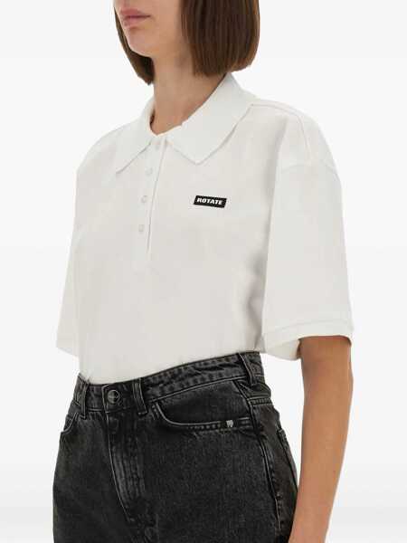 Tricouri Polo ROTATE Birger Christensen Cotton Polo WHITE Femei (BM 18634249) 4