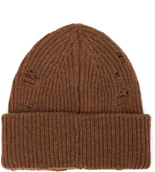 Caciuli MM6 Maison Margiela Beanie Hat With Logo BROWN Barbati (BM 18634411) 2