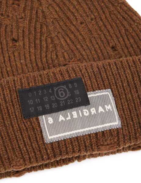 Caciuli MM6 Maison Margiela Beanie Hat With Logo BROWN Barbati (BM 18634411) 3