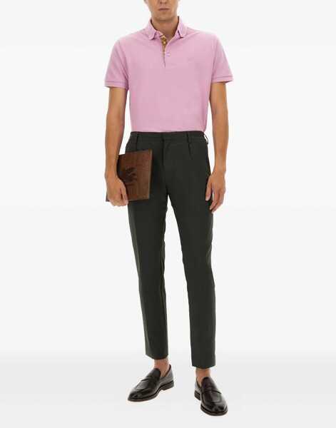 Tricouri Polo ETRO Cotton Polo Shirt With Pegasus PINK Barbati (BM 18634525) 2