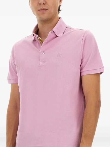 Tricouri Polo ETRO Cotton Polo Shirt With Pegasus PINK Barbati (BM 18634525) 4