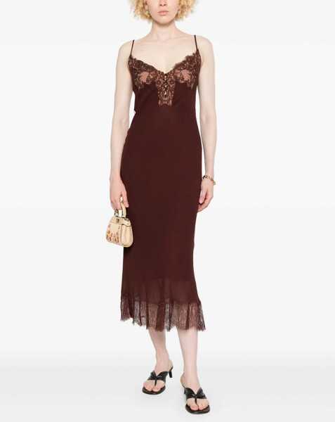 Rochii casual Self-Portrait Midi Dress With Lace Inserts BORDEAUX Femei (BM 18634750) 2