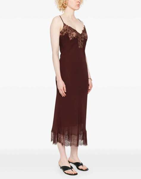 Rochii casual Self-Portrait Midi Dress With Lace Inserts BORDEAUX Femei (BM 18634750) 3