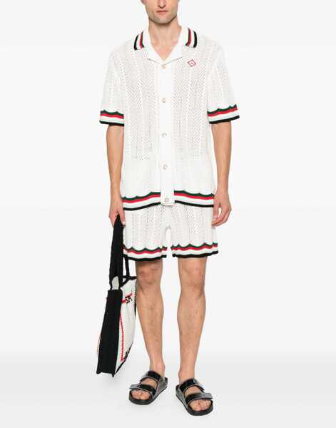 Camasi casual Casablanca Crochet Shirt Ondulee Mountains WHITE Barbati (BM 18634849) 2