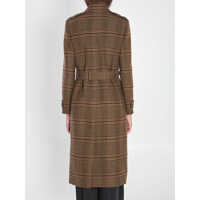 Imbracaminte Saint Laurent Dama - Paltoane Saint Laurent Long Coat In Prince Of Wales Wool BROWN Femei (BM 18635200) - B-mall.ro