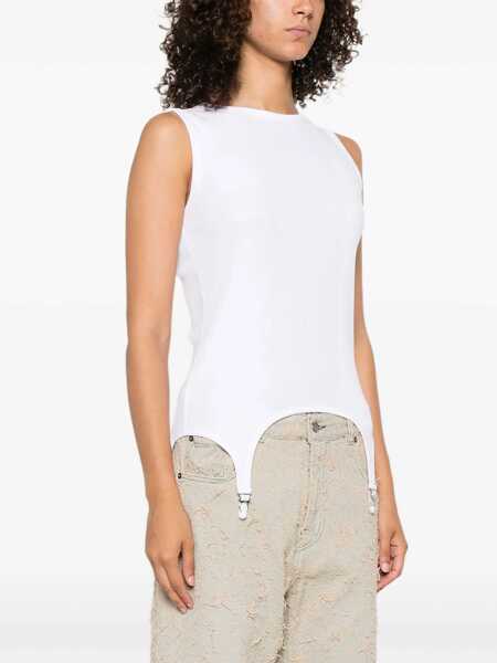 Bluze Jean Paul Gaultier Tank Top With Lingerie Garter WHITE Femei (BM 18636643) 3
