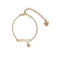 Bratari Metallic Bracelet With Medusa Charm And Logo Lettering Plaque In Metal Man Barbati