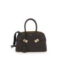 Genti de umar 'Hug Small' Brown Shoulder Bag With Logo And Gancini Buckle In Leather Woman Femei