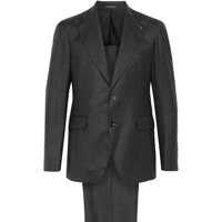 Costume Grey Single-Breasted Suit With Peak Revers In Wool Stretch Man Barbati