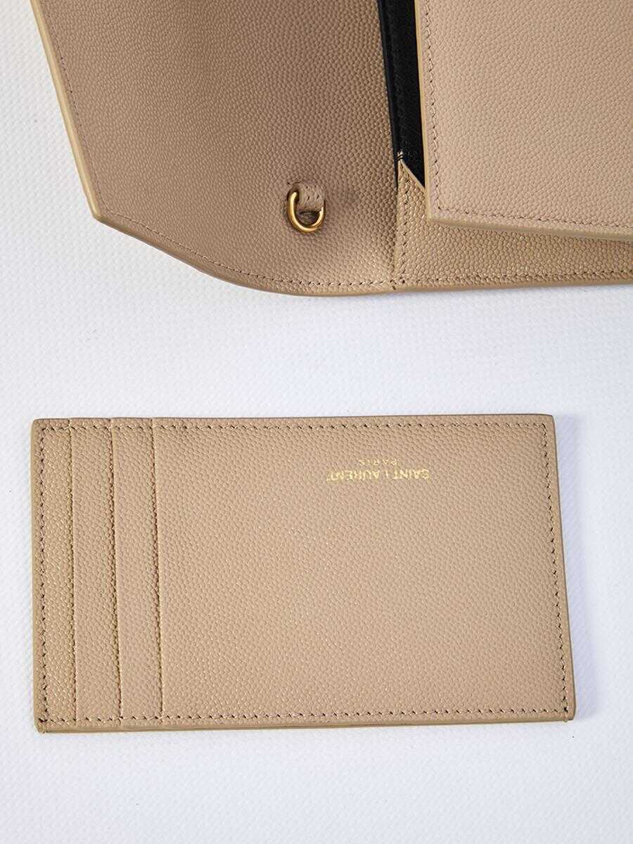 Genti de mana Saint Laurent Uptown Pouch With Chain Beige Femei (BM 18640620) 4