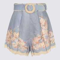 Pantaloni casual Zimmermann Light Blue Linen Shorts Femei