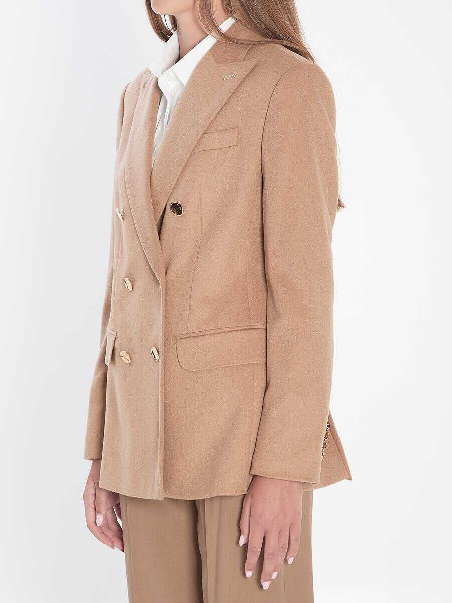 Sacouri Max Mara Double-Breasted Blazer In Camel Beige Femei (BM 18640866) 2